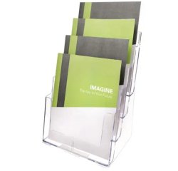 Porte-brochures, A4 portrait, 4 compartiments