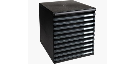 Module exacompta ecoblack 10 tiroirs ouverts a4 350x288x320mm butée sécurité coloris noir/gris