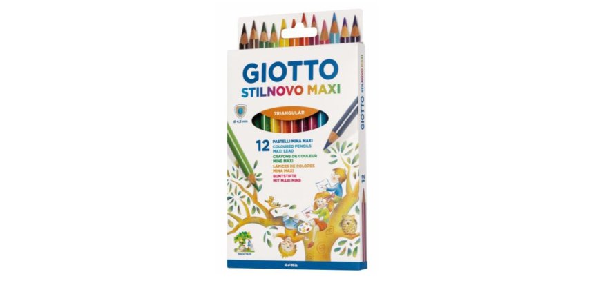 Etui crayons de couleur stilnovo maxi giotto forme    triangulaire bois mine 4mm 12 unites coloris assortis