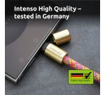 Intenso USB-C Charging Lanyard – Phone Necklace Cable, 60W Fast Charging, Adjustable Length, 1.65 m Nylon, USB-C to USB-C, neon mix