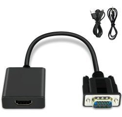 DLH DY-TU4805 câble vidéo et adaptateur 0,25 m VGA (D-Sub) HDMI Noir