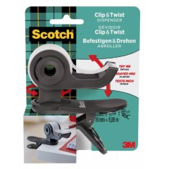 Dévidoir de ruban adhésif Clip & Twist, gris foncé