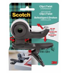 Dévidoir Clip & Twist C19 Gris Anthracite 1 rouleau Scotch® Magic™ 19 mm x 8,89 m - PCB x 6