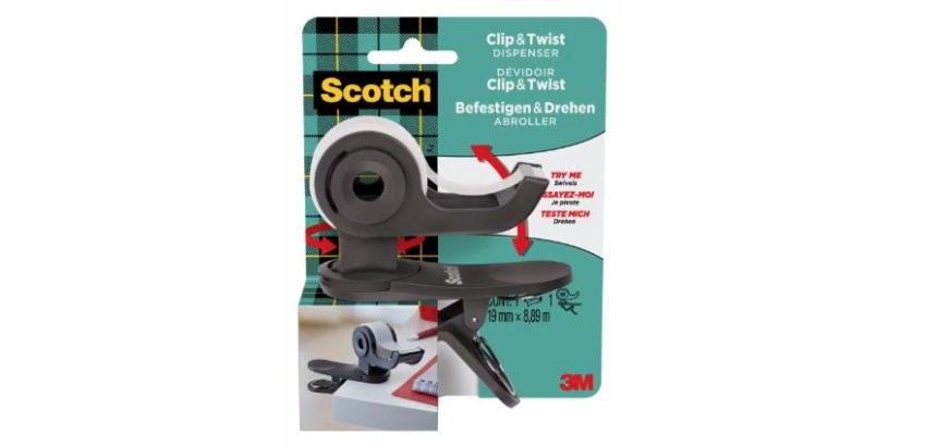 Dévidoir de ruban adhésif Clip & Twist, gris foncé