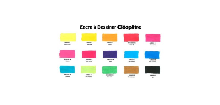 Encre a dessiner cleopatre diluable a l eau              multisupports flacon de 250   ml coloris bleu clair