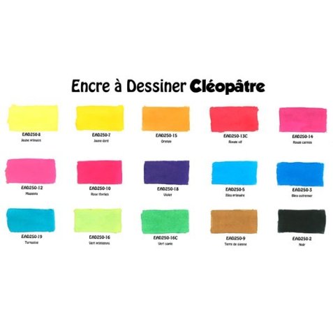 Encre a dessiner cleopatre diluable a l eau              multisupports flacon de 250   ml coloris rose