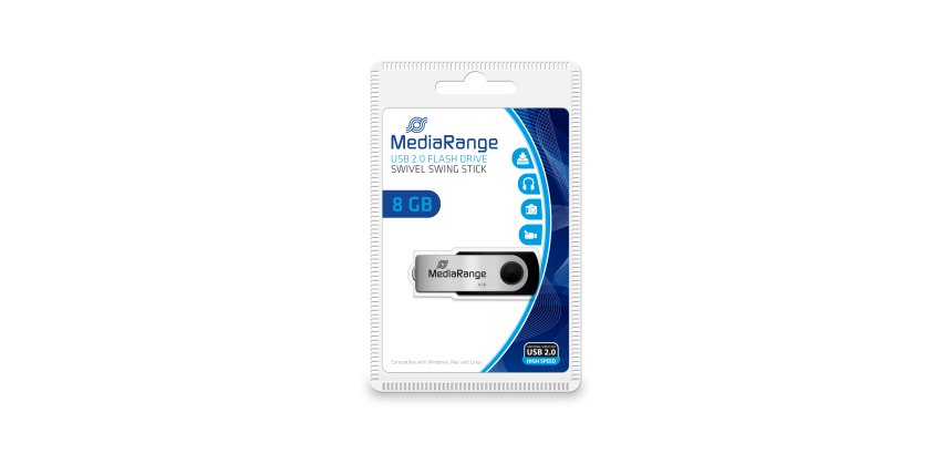 MediaRange MR908 USB flash drive 8 GB USB Type-A / Micro-USB 2.0 Zwart, Zilver