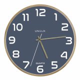 Pendule quartz Unilux baltic diamètre 31,5 cm hêtre / bleu