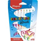 Feutre coloriage maped brush pointe pinceau coloris vifs pochette carton 10 unités