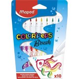 Feutre coloriage maped brush pointe pinceau coloris vifs pochette carton 10 unités