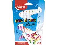 Feutre coloriage maped brush pointe pinceau coloris vifs pochette carton 10 unités