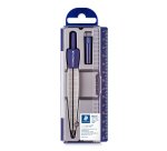 Compas staedtler 550 50 branche pointe sèche interchangeable réglette graduée mines 2mm étui rigide