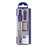 Compas staedtler 550 50 branche pointe sèche interchangeable réglette graduée mines 2mm étui rigide