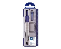 Compas staedtler 550 50 branche pointe sèche interchangeable réglette graduée mines 2mm étui rigide