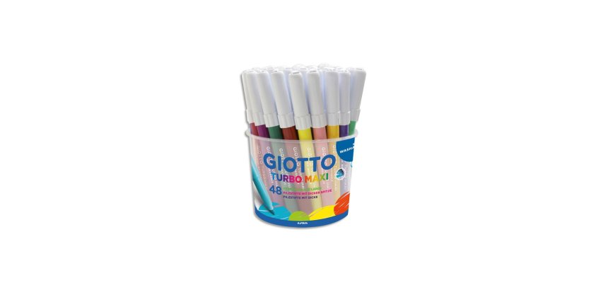 Feutre coloriage giotto turbo maxi ultra lavable testé dermatologiquement pointe bloquée pot 48 unités