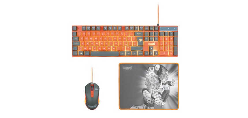 Blade Gaming PC Dragon Ball Super PACK Keyboard + Mouse + Mousepad teclado Ratón incluido Juego USB Gris, Naranja