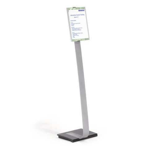 Stand Infosign A4 portrait ou paysage sur pied - Hauteur max : 118 cm - Argent métallisé