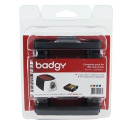 Badgy Ruban couleur YMCKO pour 100 impressions + 100 cartes PVC épaisses (0,76mm) CBGP0001C