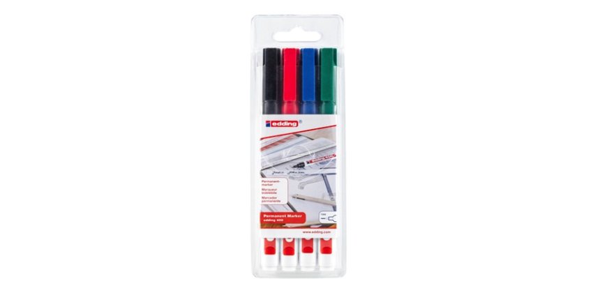 Pochette de 4 marqueurs permanents extra-fin, coloris assortis E-400