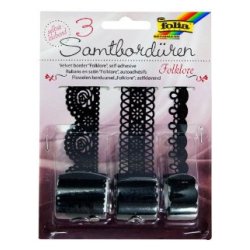 Ruban satin max bringmann folklore auto-adhésive 1m noir pack de 3 rouleaux