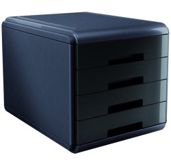 Cassettiera Mydesk - 29,5 x 38,5 x 28,2 cm - 4 cassetti da 4,5 cm - grigio/nero - Arda