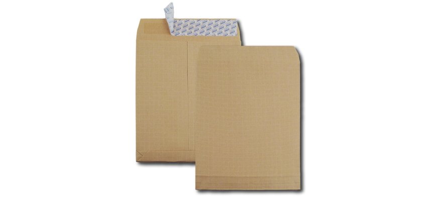 Pochette gpv kraft armé brun 120g auto-adhésive 280x365mm soufflet 30mm boîte 250 unités