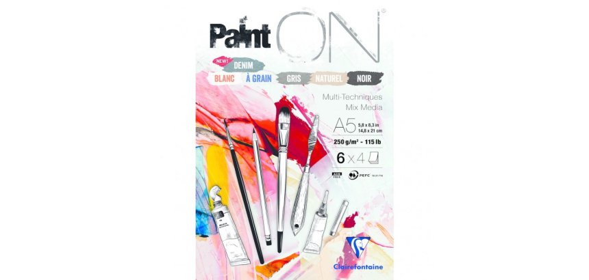 Paint'ON n°6 bloc collé 24F A5 250g assorti 6x4F - Assortiment