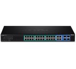 Trendnet TPE-5028WS commutateur réseau Géré Gigabit Ethernet (10/100/1000) Connexion Ethernet, supportant l'alimentation via ce port (PoE) 1U Noir