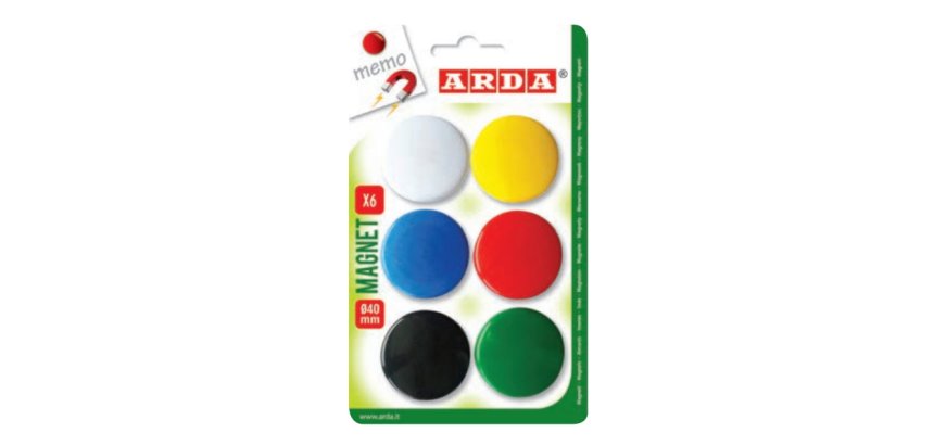 ARDA ACL03 fridge magnet Plastic Assorted colours, Black, Blue, Green, Red, White, Yellow 6 pc(s)