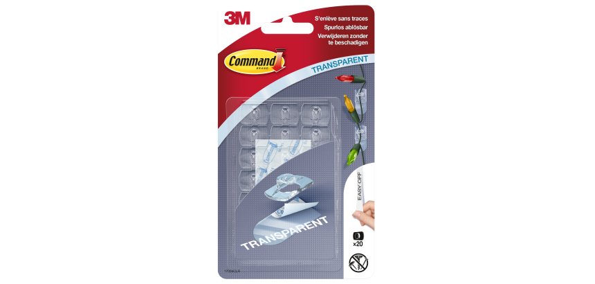 3M  Clip décoratif, plastique, taille XS, transparent