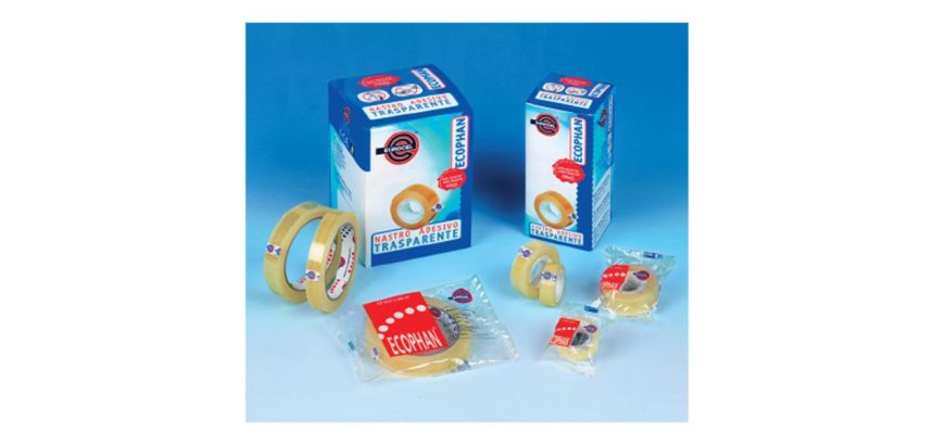 Nastro adesivo Ecophan - confezionato singolarmente - 15 mm x 66 m - acrilico - trasparente - Eurocel