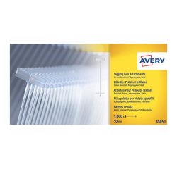 Bevestigingen transparant polypropyleen lengte 50 mm van Avery voor textielpistool - doos van 5000