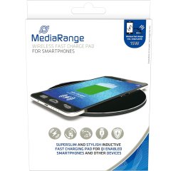 MediaRange MRMA118 Mobilgeräte-Ladegerät Smartphone Schwarz USB Kabelloses Laden Schnelles Aufladen Innenbereich