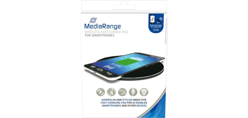 MediaRange MRMA118 chargeur d'appareils mobiles Smartphone Noir USB Recharge sans fil Charge rapide Intérieure