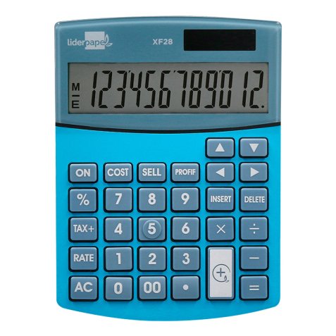 Calculatrice de bureau liderpapel xf28 12 chiffres   double ligne couts ventes     marge taxes solaire et piles