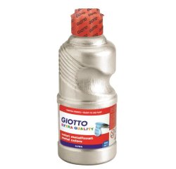 Gouache liquide giotto tous supports sechage rapide       coloris argent metallise      flacon 250ml