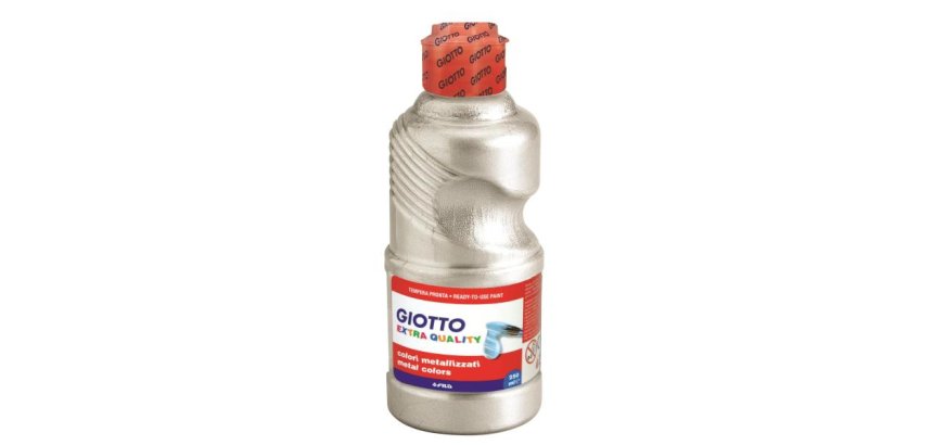 Gouache liquide giotto tous supports sechage rapide       coloris argent metallise      flacon 250ml