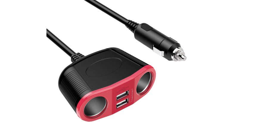 DLH Multiprise allume-cigare. 2 sorties allume-cigare max 150W et 2 sorties USB