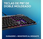 Logitech G Teclado mecánico para gaming con cable de perfil bajo G915 X, teclas de PBT de doble moldeado, teclas totalmente programables, iluminación RGB, acabado en aluminio, interruptores táctiles marrones GL, PC/Mac, Layout ES