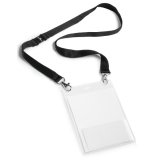 Badge évènementiel, avec ruban en tissu, A6, noir