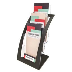 Porte-brochures 3 compart. 1/3 A4 Contemporary+Porte-cartes L17,1xH34,9xP15,6 cm transparent