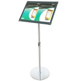Présentoir sur pied superior image Plaque A3 métal chromé, Hauteur réglable 83,5 à 118,5 cm