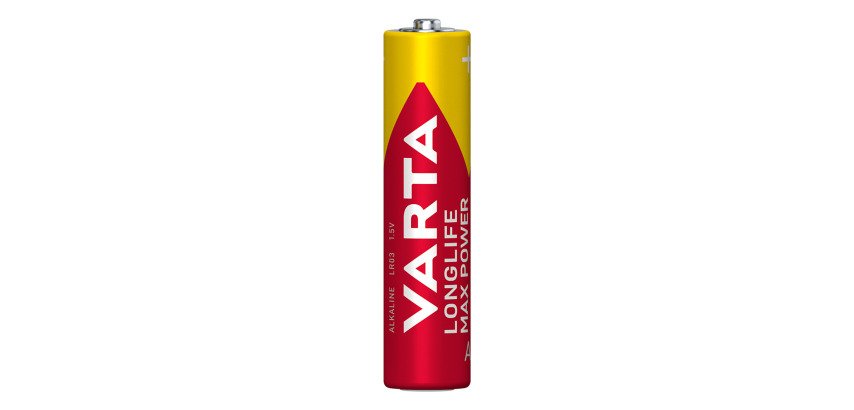 Varta Longlife Max Power, Batteria Alcalina, AAA, Micro, LR03, 1.5V, Blister da 4, Made in Germany