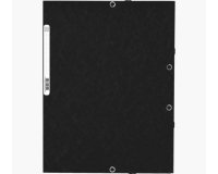 Chemise exacompta 3 rabats carte lustree 355gr a4        fermeture elastique etiquette coloris noir lot 10 unites