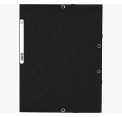 Chemise exacompta 3 rabats carte lustree 355gr a4        fermeture elastique etiquette coloris noir lot 10 unites