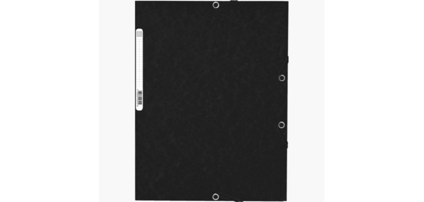 Chemise exacompta 3 rabats carte lustree 355gr a4        fermeture elastique etiquette coloris noir lot 10 unites