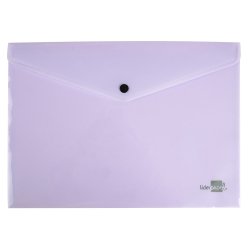 Pochette enveloppe liderpapel polypropylene 180 microns a4  97x210mm 50f fermeture bouton lavande opaque