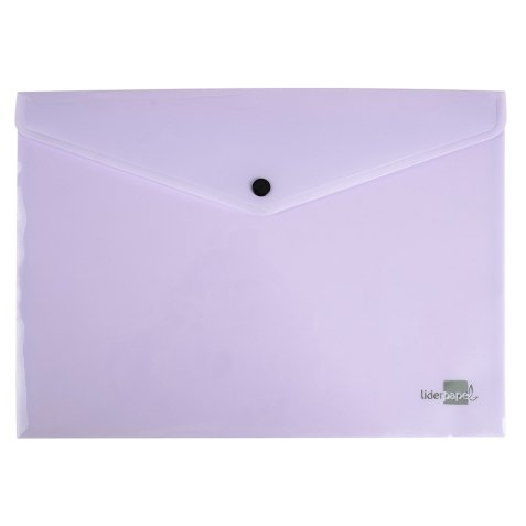 Pochette enveloppe liderpapel polypropylene 180 microns a4  97x210mm 50f fermeture bouton lavande opaque