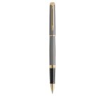 Roller waterman hemisphere metallic capuchon clip pointe fine encre noire coloris gris pierre coffret cadeau