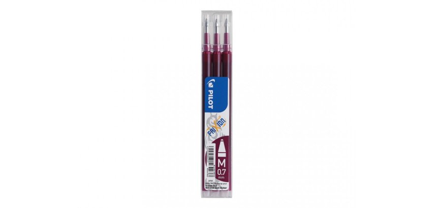 Recharge roller pilot frixion ball 07 pointe moyenne colorisrouge bordeaux - set de 3     unites